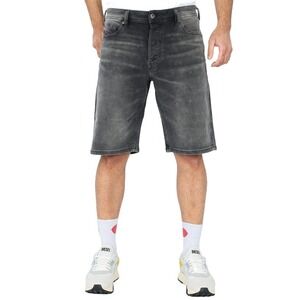 Diesel Men Keeshort Denim Shorts Button Fly Faded Stretch Mid Rise Black Size 33